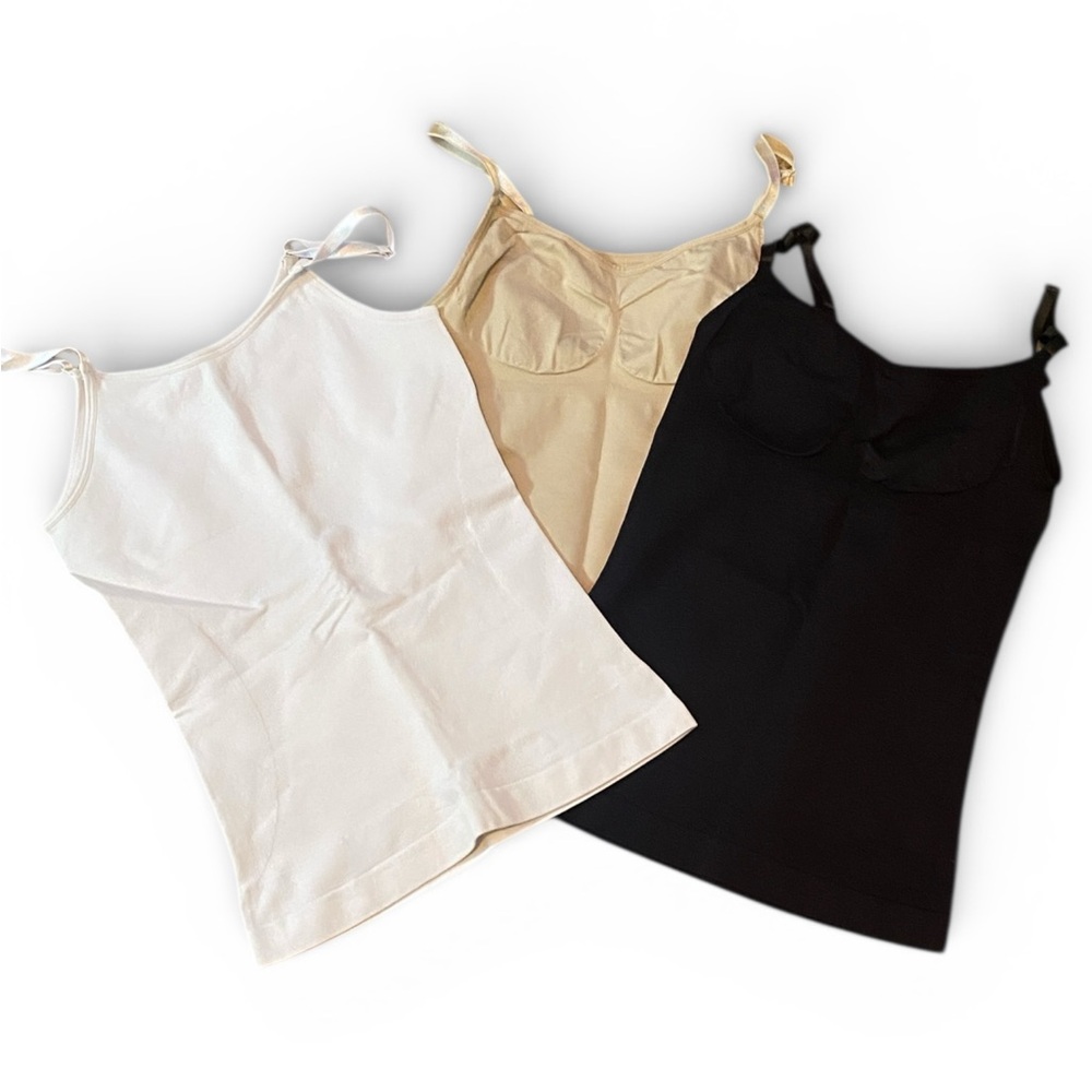Women's White, Beige, and Black Compression Camisole Tops